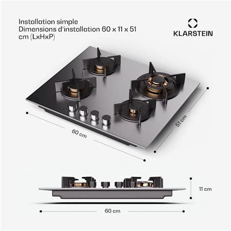 Klarstein Goldflame Table De Cuisson Gaz Feux Acier Inoxydable