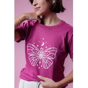 T Shirt Borboleta Alto Relevo Rosa Fucsia Minha T Shirt Maior