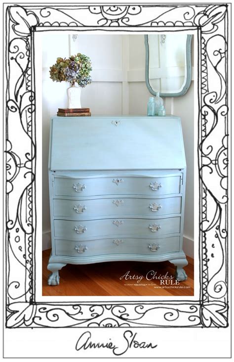 Secretary Desk Makeover W Duck Egg Blue 3 Colored Waxes Chalk Paint