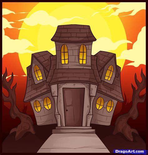 Haunted House Cartoon Drawing at PaintingValley.com | Explore ...