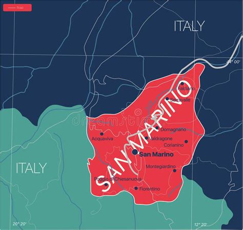 Mapa Detallado De San Marino Country Ilustración del Vector