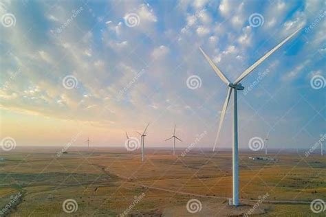 Wind Turbines Spinning In Field Under Cloudy Sky Stock Illustration Illustration Of Clean