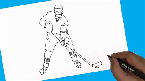 How To Draw A Ice Hockey Player Ice Hockey Player Drawing Easy And