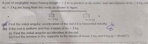 A Rod Of Negligible Mass Having Length F M Is Pivoted At Its Centre And