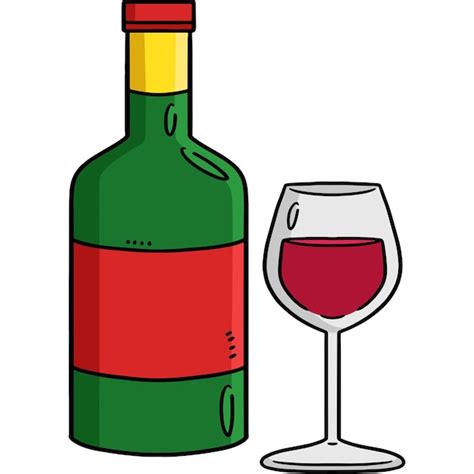 Premium Vector Glass And Wine Cartoon Colored Clipart