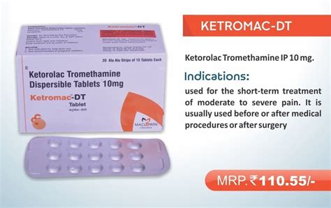 Ketorolac Tromethamine Dispersible 10 Mg Tablet At Rs 11055box