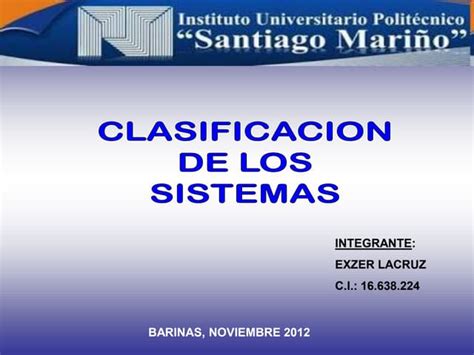 Clasificacion De Los Sistemas Exzer Ppt