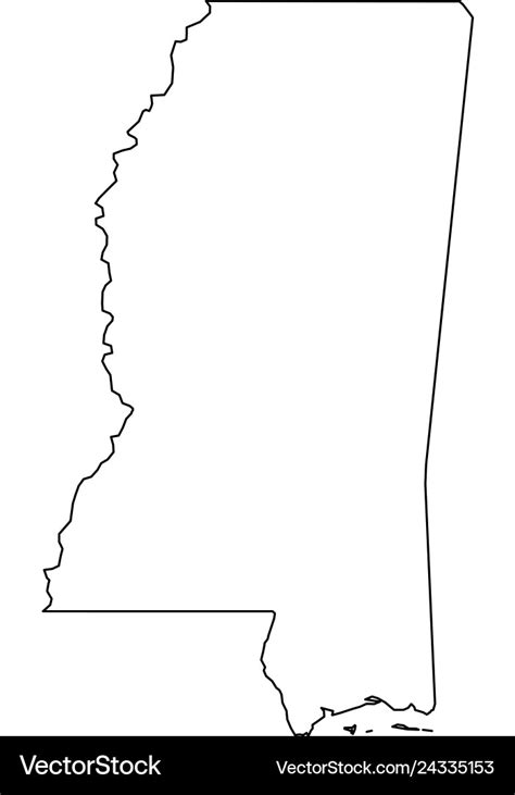 Mississippi state of usa - solid black outline Vector Image