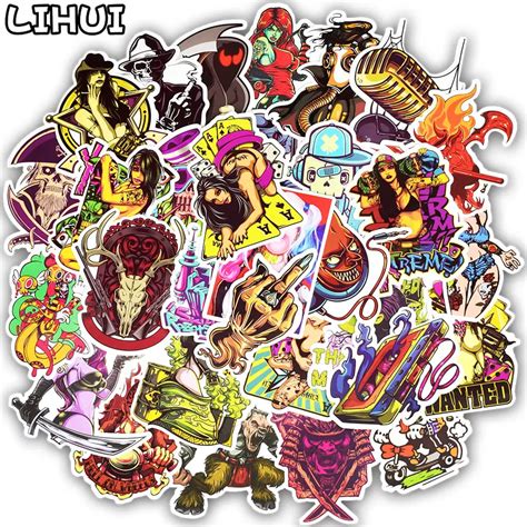 50pcs Horror Series Sticker Rock Punk Graffiti Sexy Waterproof Stickers For Diy Guitar Helmet