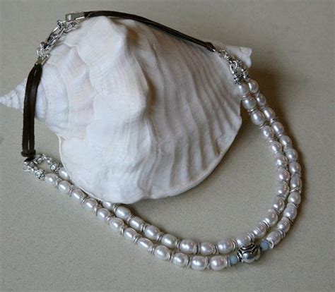 Two Strand Freshwater Pearl Leather Cord Necklace