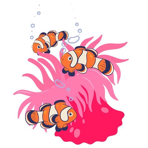 Premium Vector Clownfish And Sea Anemone