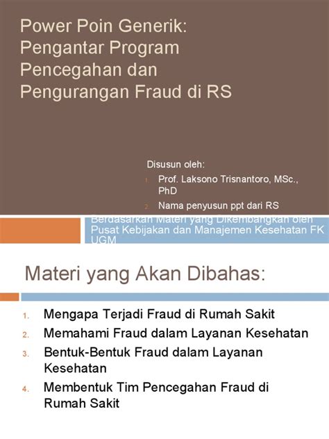 Pdf Ppt Gen Pengantar Program Pencegahan Dan Pengurangan Fraud Di