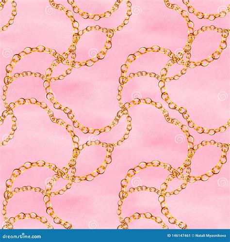 Gold Chains Seamless Pattern Jewelry Background Luxury Illustration