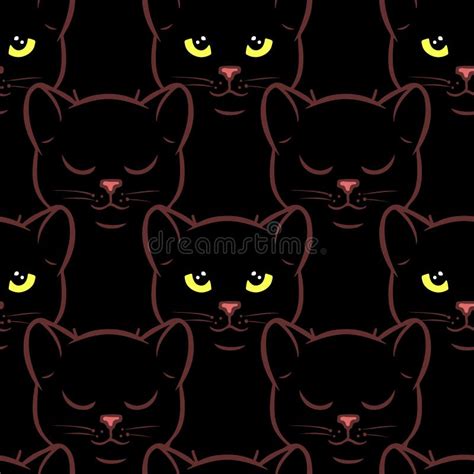 Black Cats Pattern Stock Vector Illustration Of Mouth