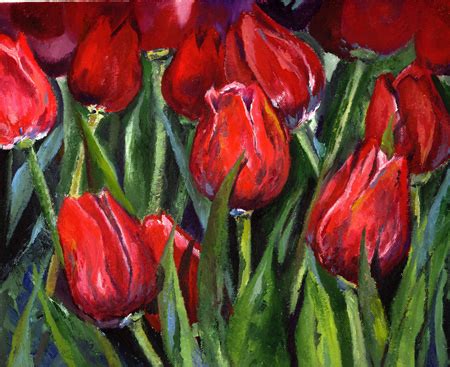 Artists Of Texas Contemporary Paintings and Art: 'Red Tulips' Flower ...