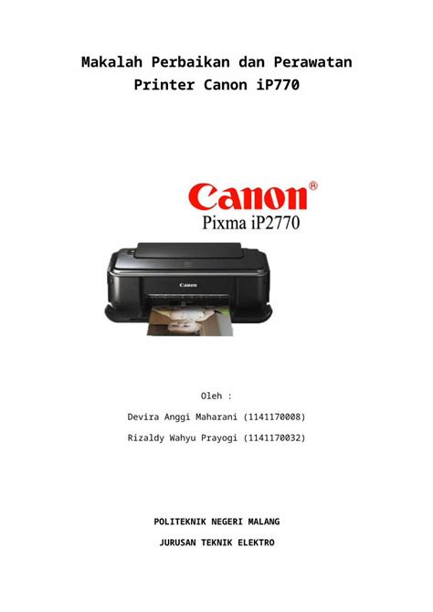 Docx Makalah Perbaikan Dan Perawatan Printer Canon Ip Dokumen Tips