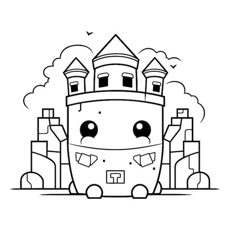 Monstro De Desenho Animado De Um Castelo De Fantasia Vetor Premium