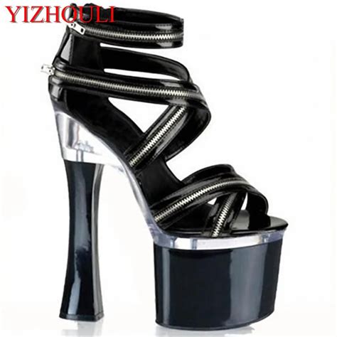 7 Inch Sexy Clubbing High Heels Zip Platform Fashion Rome Gladiator Shoes 18cm Exotic Dancer