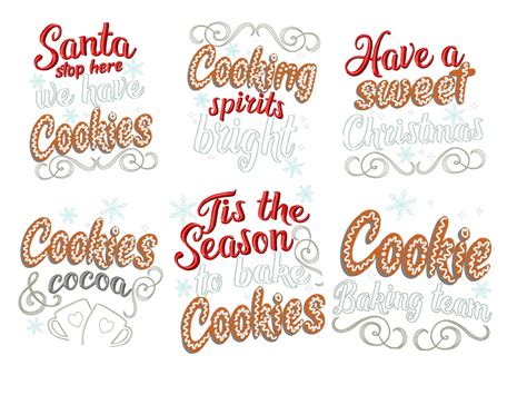 Merry Christmas Kitchen Cookie Baking Saying Designs Set Of 6 Etsy