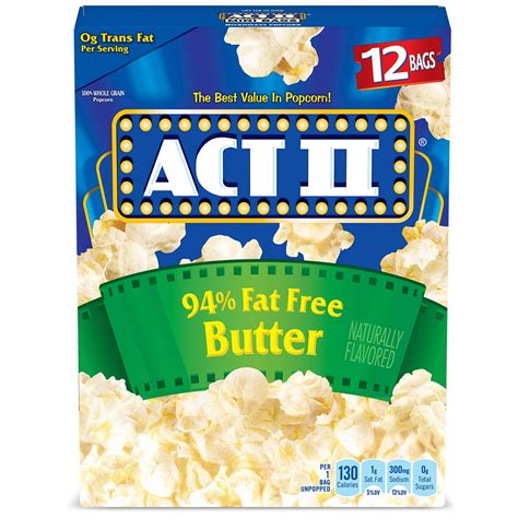 Act II 94 Fat Free Butter Microwave Popcorn 2 71 Oz 12 Count