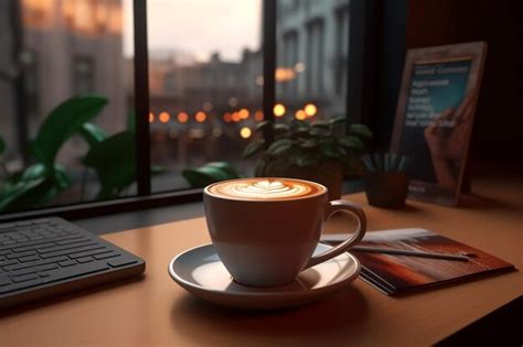 Premium Ai Image A Cup Of Hot Cappuccino Coffee In A Cafe With Modern