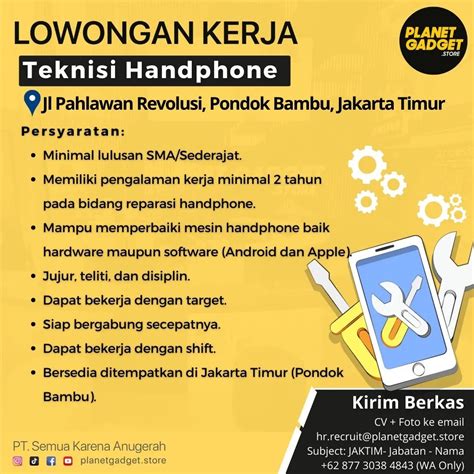 Lowongan Teknisi Handphone Atmago