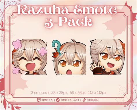 Genshin Impact Kazuha Emote 3 Pack Twitch Discord Youtube Anime Video Game Cute Etsy