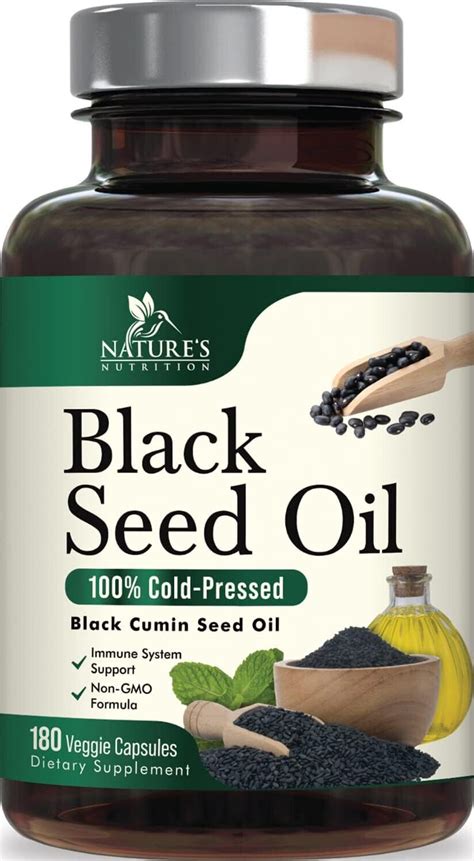 Premium Black Seed Oil Capsules Vegan Cold Pressed 1000mg 180 Capsules