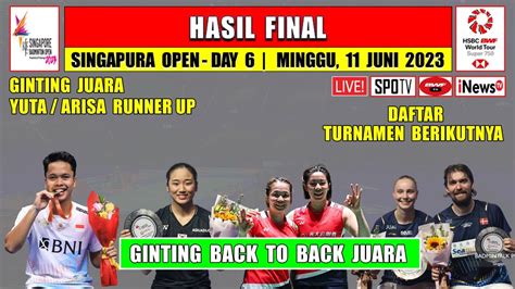 Hasil Final Singapura Open Hari Ini Ginting Juara Yuta Arisa