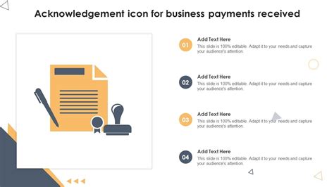 Acknowledgement Icon For Business Payments Received Presentation Graphics Presentation