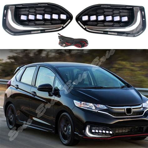 One Pair LED Daytime Running Light DRL Fog Lamp For Honda Fit Jazz 2018