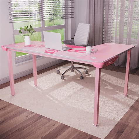 Buy Eureka Ergonomic 61 Inch L Shaped Desk Pink Computer Gaming Desk