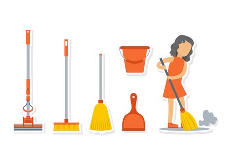 Girl With Broom Vector 156419 Vector Art at Vecteezy