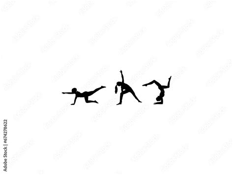 Yoga Silhouettes Yoga Silhouette Set Girl In Various Poses Woman Yoga