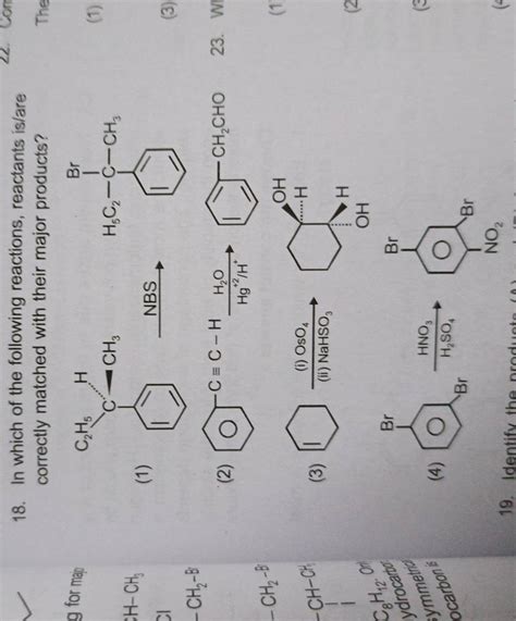 In Which Of The Following Reactions Reactants Is Are Correctly Matched W