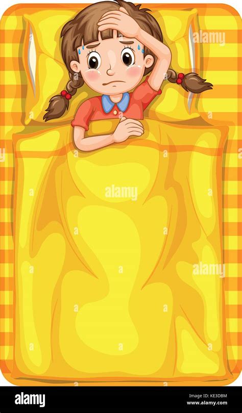 Sick Girl In Bed Stock Vector Images Alamy