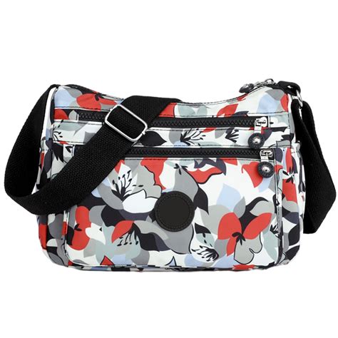 Nylon Floral Multi Pocket Crossbody Purse Bags For Women Travel