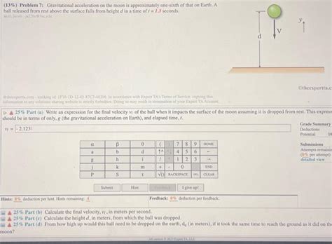 Solved (13\%) Problem 7: Gravitational acceleration on the | Chegg.com