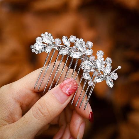 Foyte Crystal Bride Wedding Hair Comb Silver Bridal