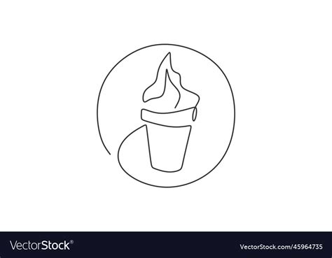 Continuous One Line Drawing Of Sweet Ice Cream Vector Image