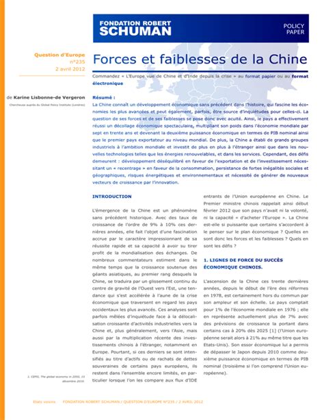 Forces Et Faiblesses De La Chine