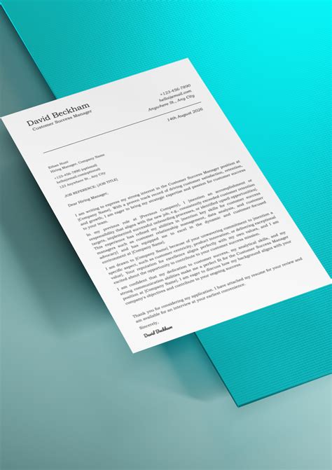 Customer Success Manager Cover Letter Template