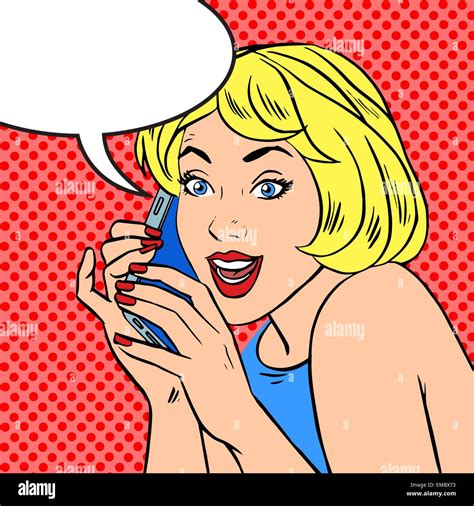 Pop Art Vintage Comic Girl Talking On The Phone Retro Style Bubble