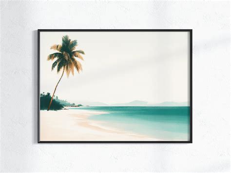 Tropical Beach Painting Printable Turquoise Ocean Painting Minimalist Nature Wall Art Home Decor