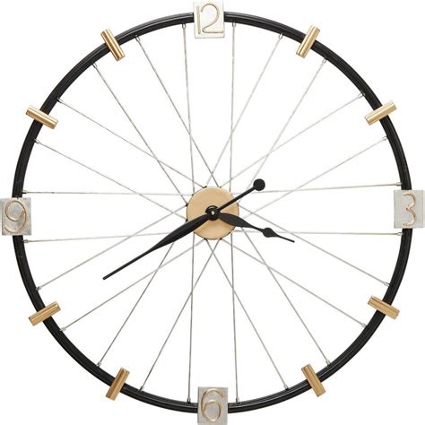 Zegar ścienny Spoke Wheel Ø80 cm czarno złoty KARE