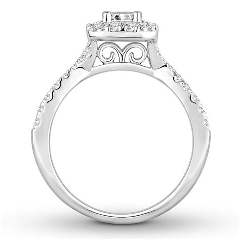 Previously Owned Diamond Engagement Ring 1 Ct Tw Princess And Round Cut 14k White Gold Kay Outlet