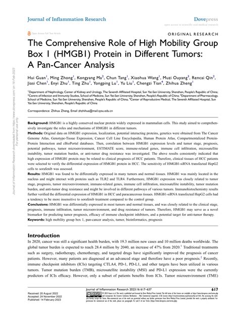 PDF The Comprehensive Role Of High Mobility Group Box 1 HMGB1