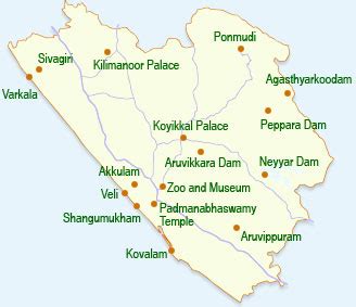 Kerala Tourism Map Districts