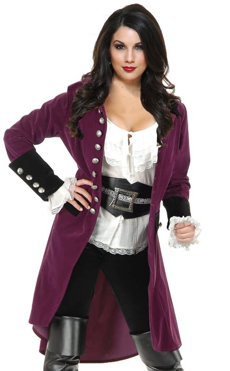 Charades Womens Pirate Vixen Plumberry And Black Velvet Long Jacket