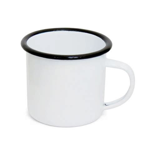 Caneca Branca Esmaltada Borda Preta Ml Sublim Ticos Mania